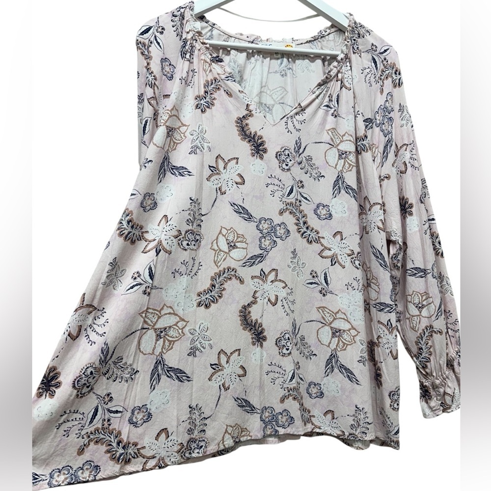 C&C California Floral Blouse Boho Top Cottagecore Pink Flowy Relaxed Feminine - Picture 4 of 9